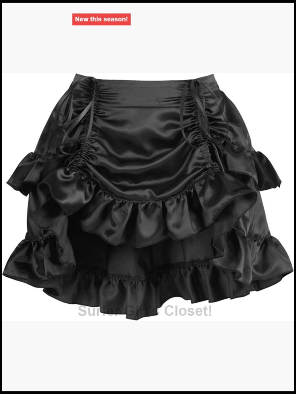 Satin Mini Skirt Drawstring Bustle Western Cowgirl Costume Halloween